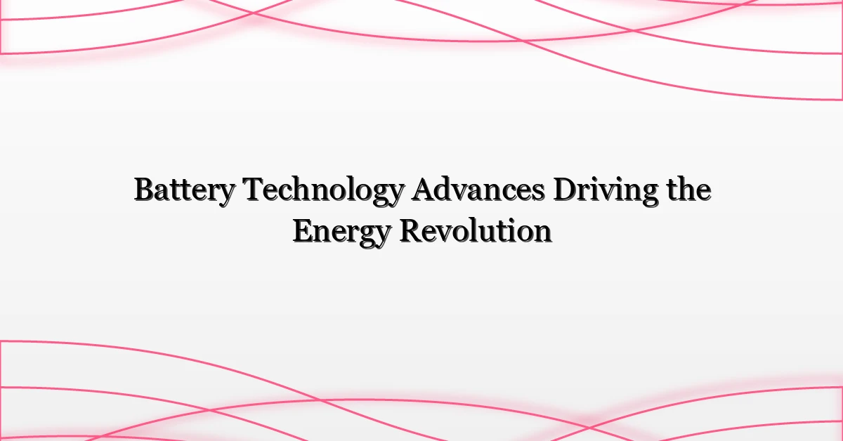 Battery Technology Advances Driving the Energy Revolution